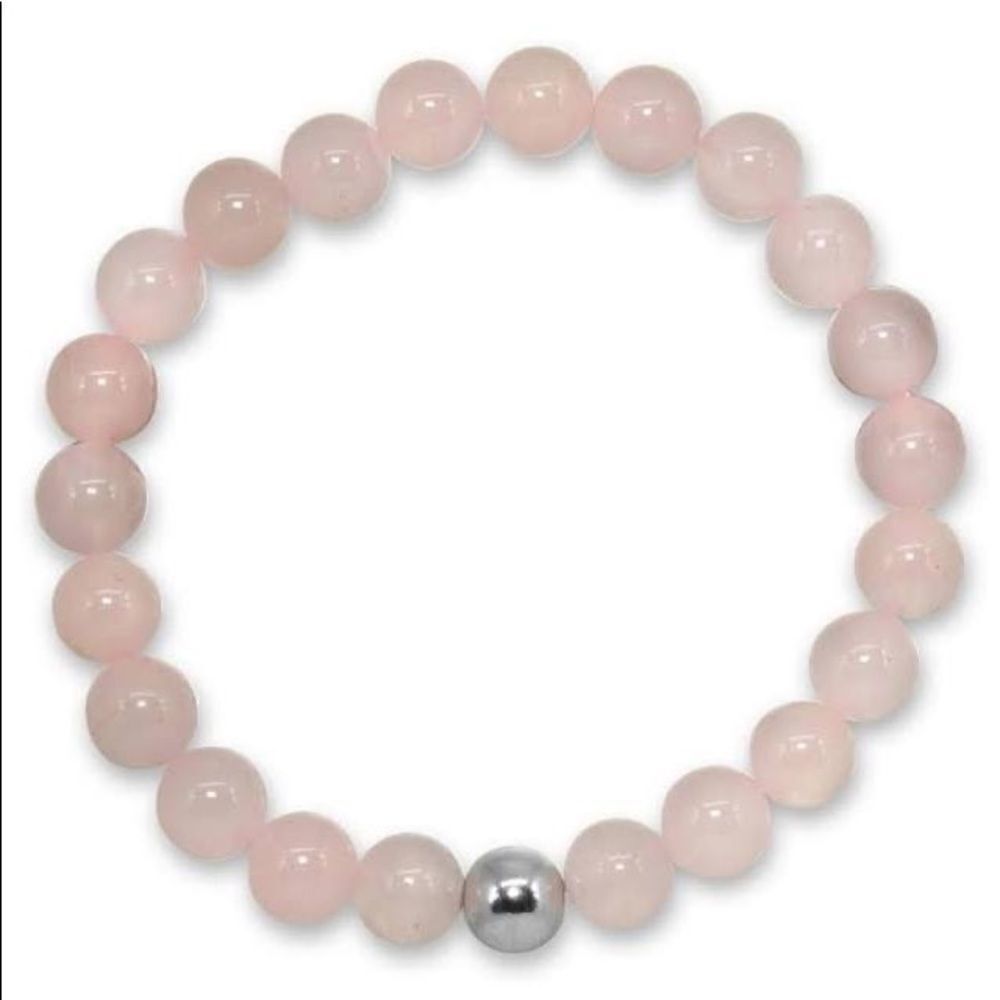 AQUA Sterling Silver & Cherry Quartz Bead Stretch Bracelet Bloomingdales NWT